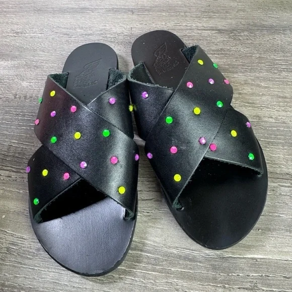 Ancient Greek Sandals Swarovski Leather sandals size 29/US toddler 12 EUC RARE - Picture 4 of 8